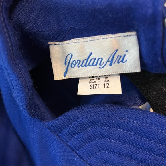 Vintage blue mock neck belted midi dress long sleeve cobalt blue electric size M - Picture 4 of 6